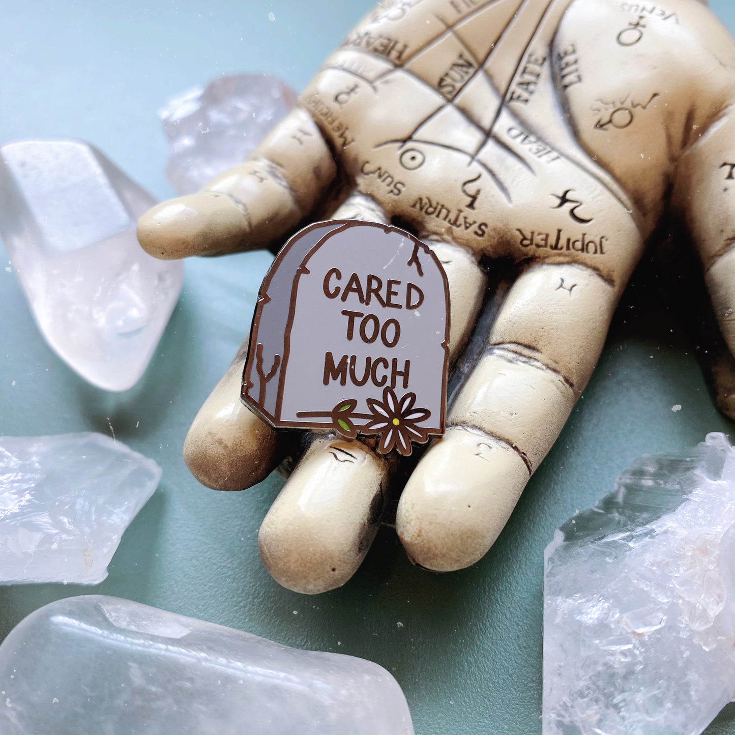 Enamel Pin Cared Too Much