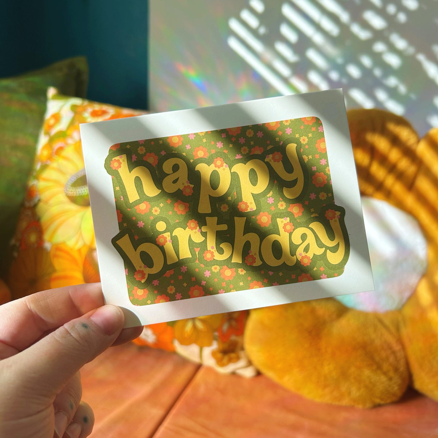 Birthday Retro Flowers Card