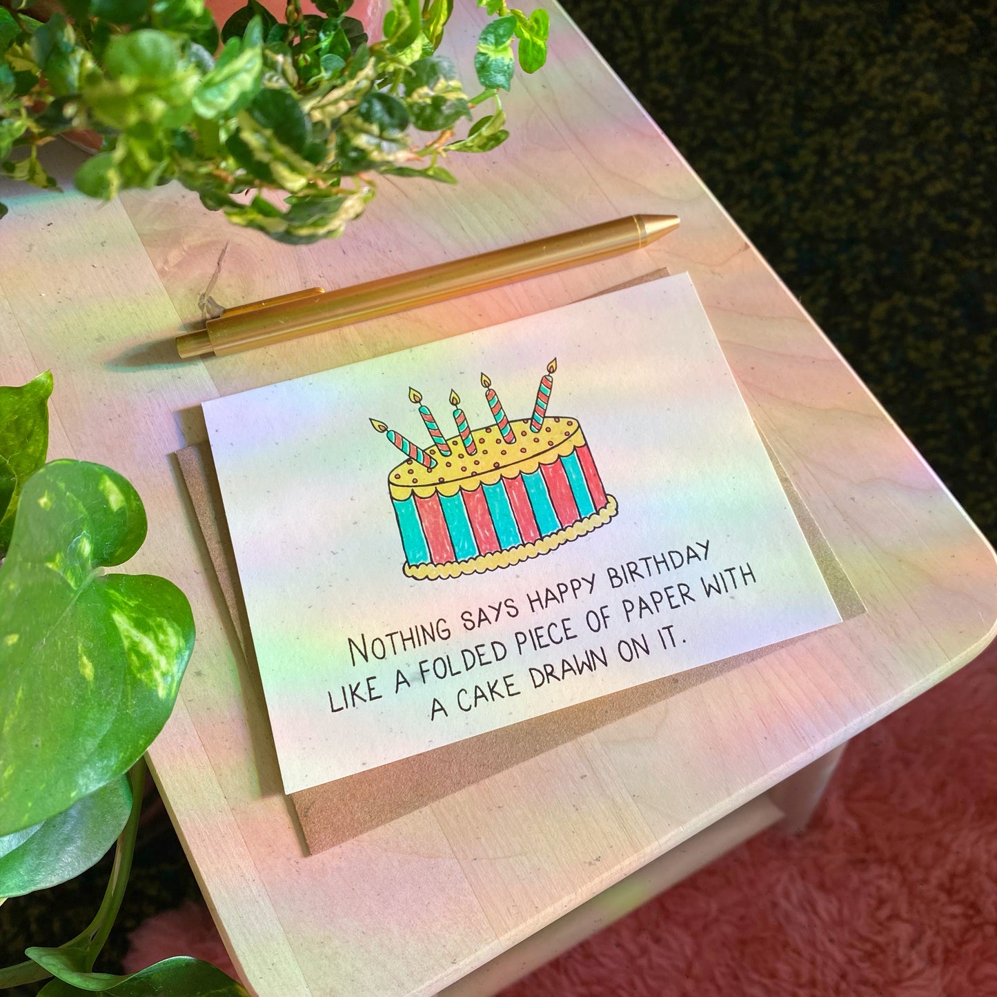 Birthday Cake Drawn On It Card