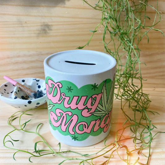 Piggy Bank Drug Money Cannabis Leaves